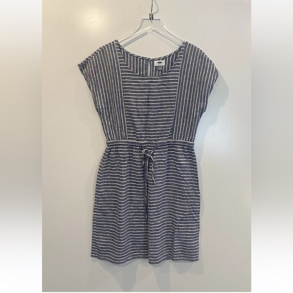 Old Navy Dresses & Skirts - Old‎ Navy Blue White Striped Linen Blend Dress Womens Size Medium (1155)